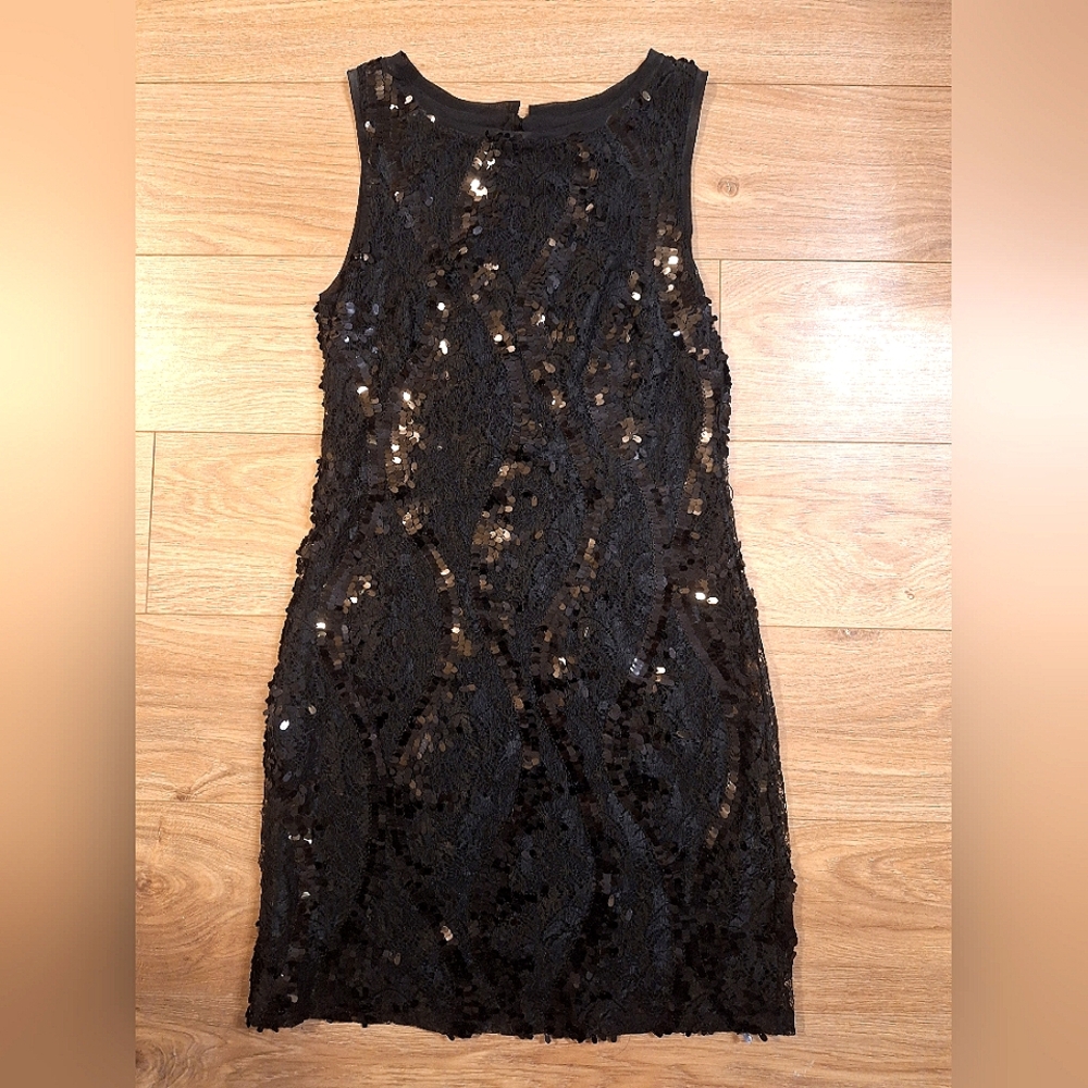 BEDO sequin and lace cocktail dress, black, size XS